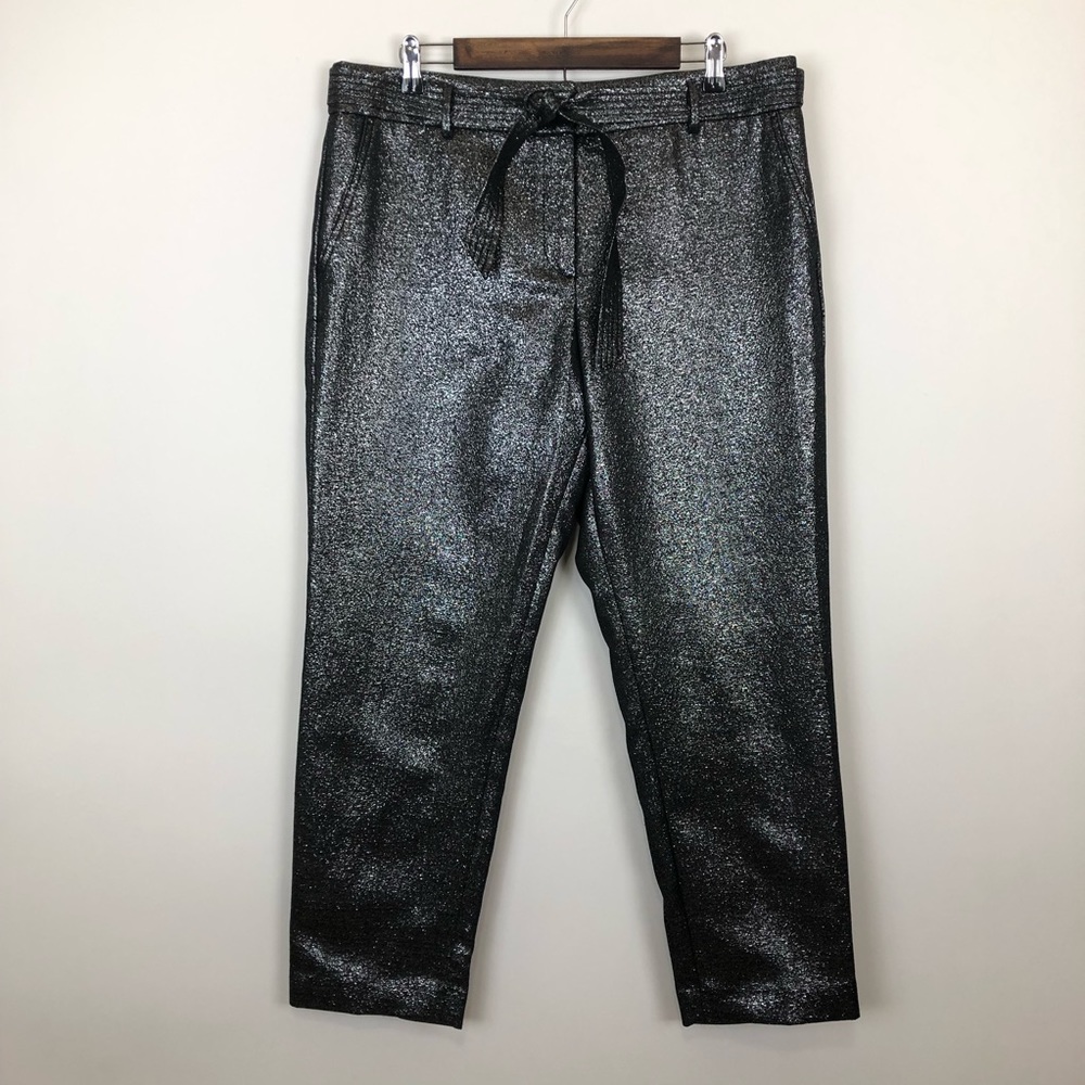 NWT loft metallic kick flare crop dress pants 12